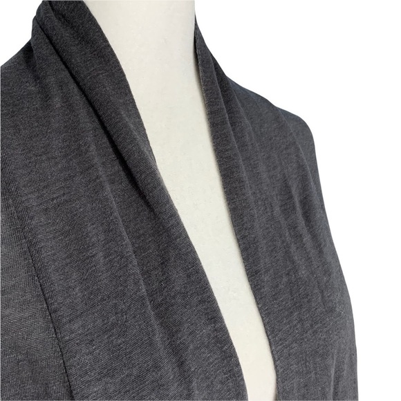 Eileen Fisher 100% Linen Graphite Raw Hem 3/4 Sleeve Open Cardigan Size XL - Picture 2 of 5